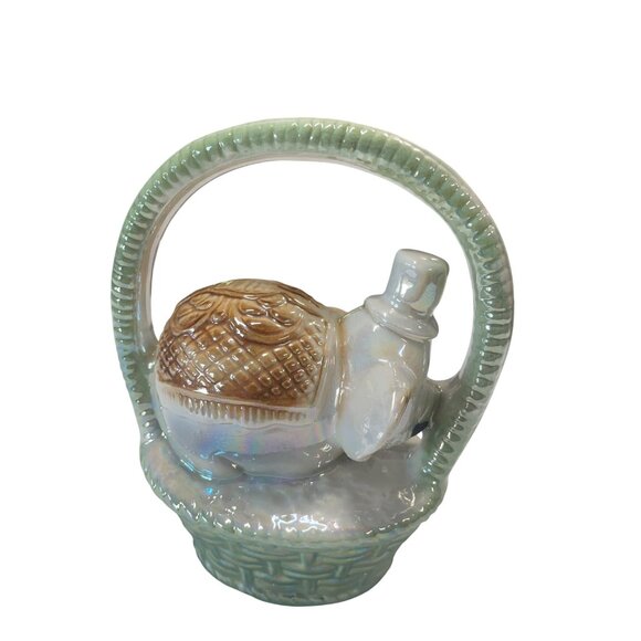 Handcrafted Lusterware Porcelain Elephant In A Basket made in Brazil #1906 - Picture 3 of 8